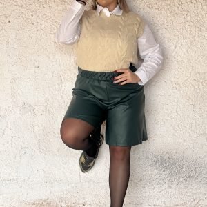 emerald eco leather bermuda