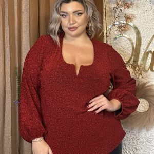red ember lurex blouse